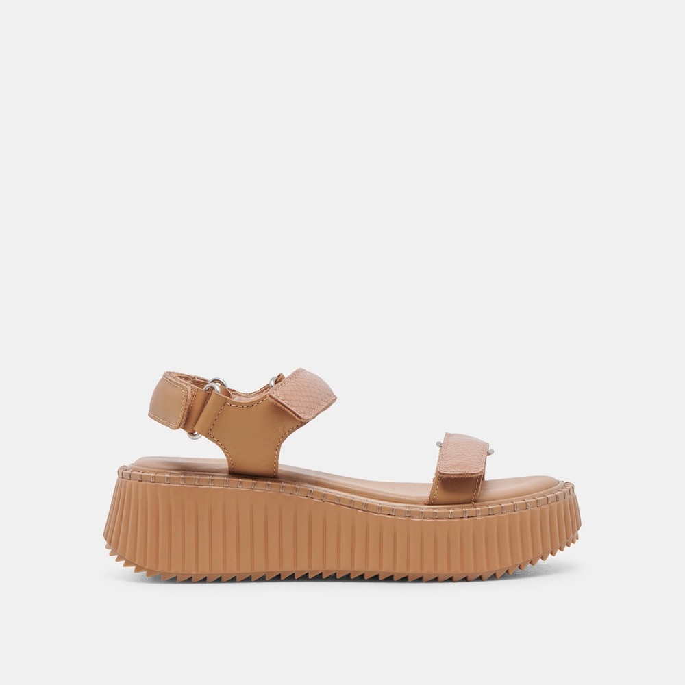 Dolce Vita Debra Sandals in Embossed Toffee Tan Platform Sandals, Size 7.5 - Picture 8 of 17